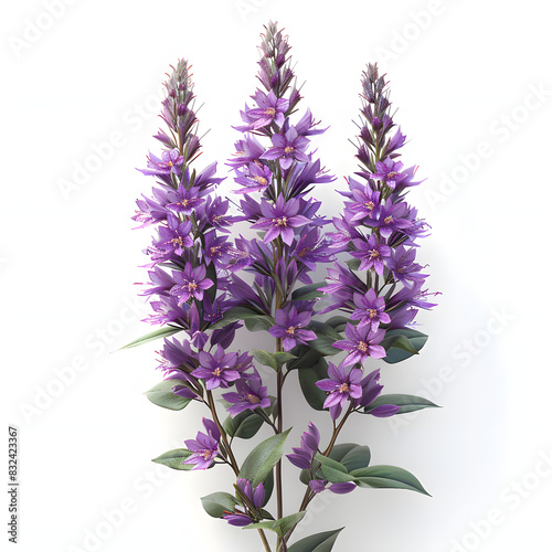 Purple loosestrife lythrum salicaria inflorescence. flower spike of plant in the family lythraceae  associated with wet habitats isolated on white background  detailed  png 