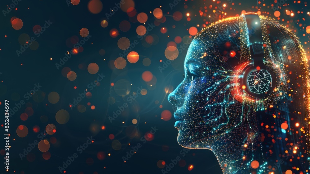 audio AI, digital background and space area for text audio AI, digital background and space area for text