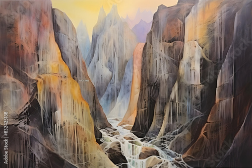 melancholic mountain peak canyon. generative ai photo
