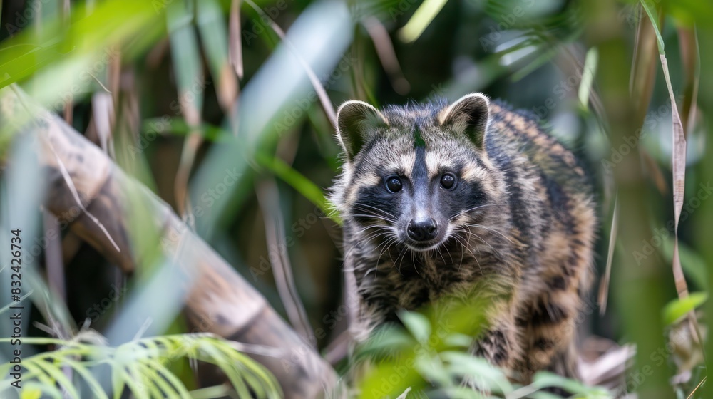 Asian Racoon Dog (Nyctereutes procyonoides) in the wilderness. Asian Racoon Dog (Nyctereutes procyonoides) in the wilderness.