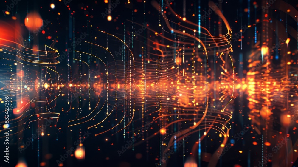 Obraz premium audio AI, digital background and space area for text