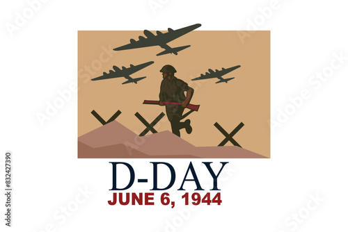 June 6, 1944. D-day, Normandy Landing vector illustration. Suitable for greeting card, poster and banner 