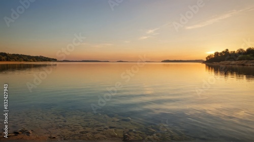 Peaceful Sunset Over a Tranquil Lake
