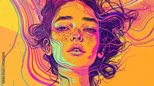Upper-Body Girl Illustration  Gaze and Limited Color Palette