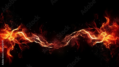 Dynamic and striking abstract background with fiery flames and electric sparks on a black backdrop, symbolizing power and energy.