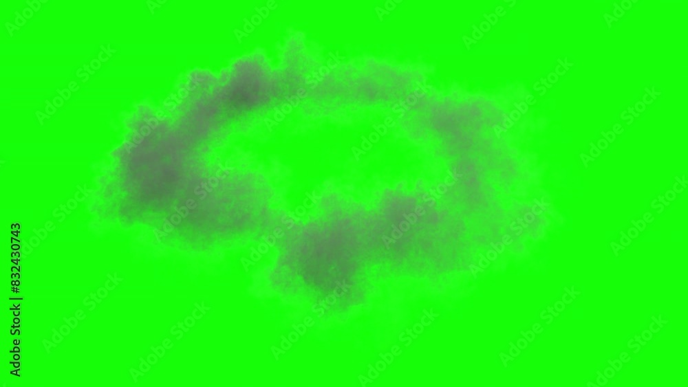 smoke shock wave. smoke impact on green background. 3d animation of a smoke shock wave. shock wave isolated