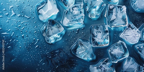 a image of a bunch of ice cubes on a blue surface