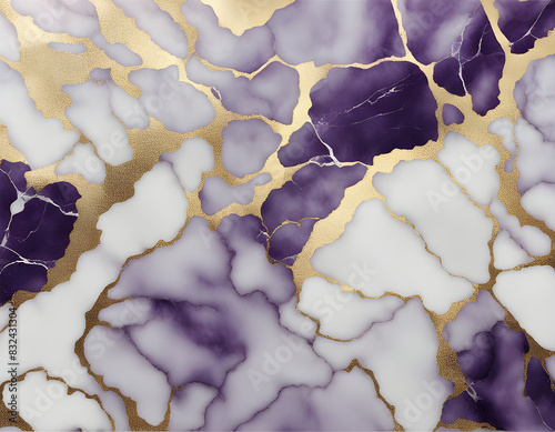 Purple and white, cracked marble