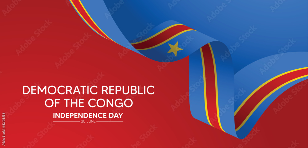 Fototapeta premium Democratic Republic of the Congo independence day 30 June flag ribbon vector poster