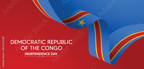 Democratic Republic of the Congo independence day 30 June flag ribbon vector poster