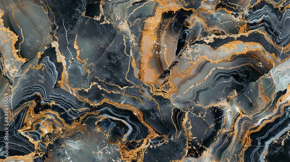 Abstract Gold Patterned natural of black marble texture background