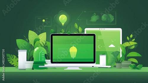 GreenTech Startup How to start, fund, and grow a successful green technology business in todays market, flat design, minimal photo