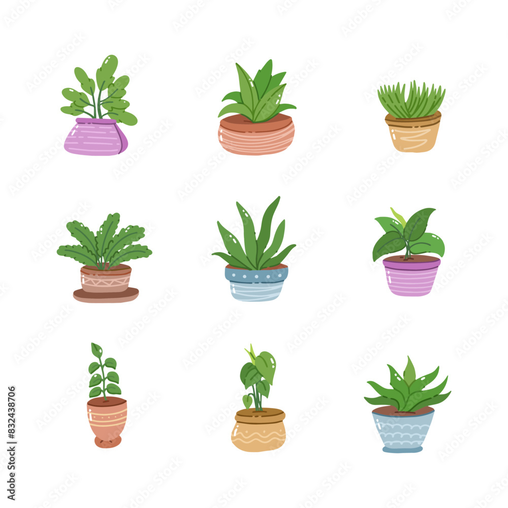 Plant in potted hand drawn vector illustration Plant in potted hand drawn vector illustration