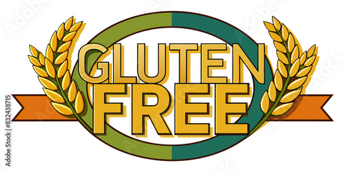 Illustration of wheat ears and ribbon represents glutenfree products