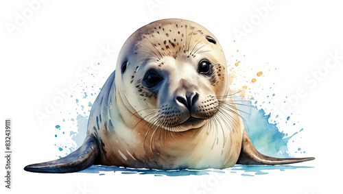 Polar seal in watercolor technique