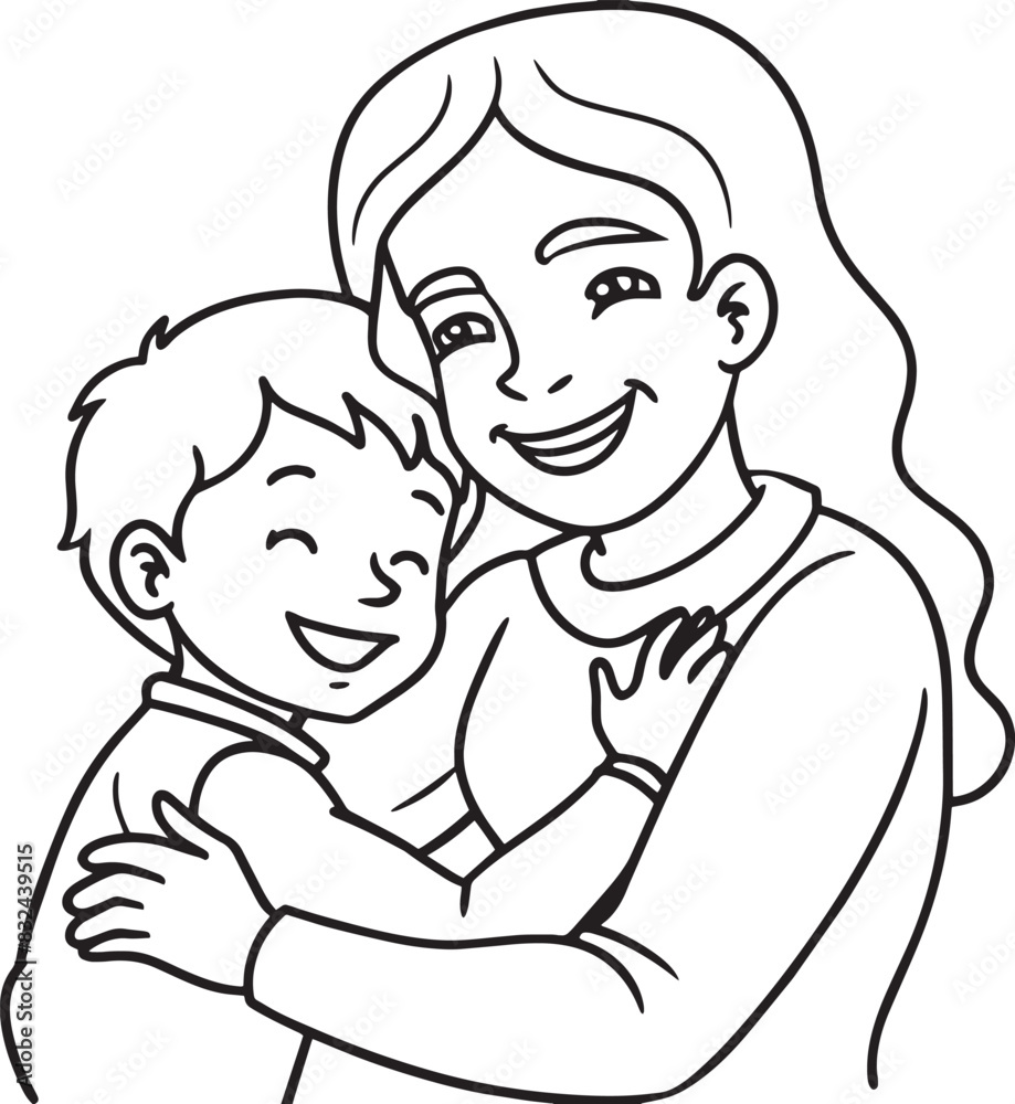 happy mother and baby illustration black and white happy mother and baby illustration black and white