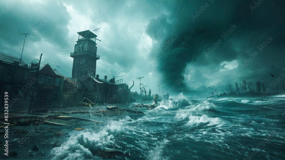 Tornado hurricane twister or cyclone storm, image whirlwind or wind. natural disaster concept.