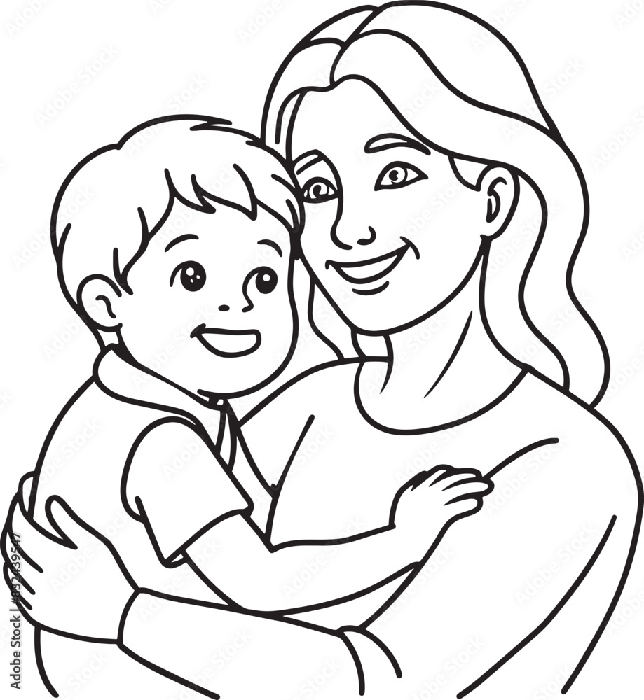 happy mother and baby illustration black and white happy mother and baby illustration black and white