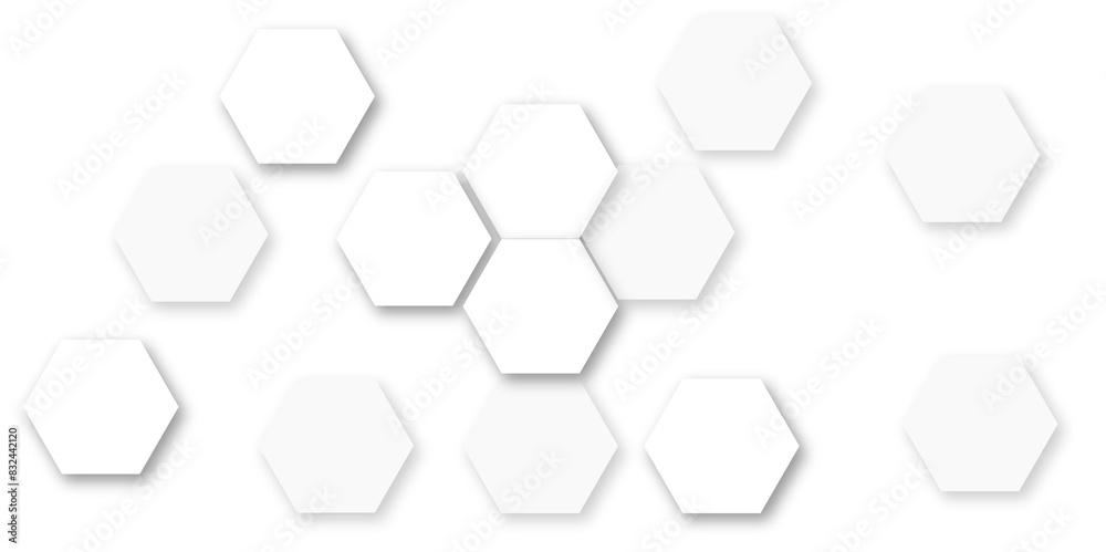 Abstract white and gray hexagon technology lines background. Abstract white and grey color hexagonal geometric background with copy space. Abstract white lines background. Abstract white and gray hexagon technology lines background. Abstract white and grey color hexagonal geometric background with copy space. Abstract white lines background.