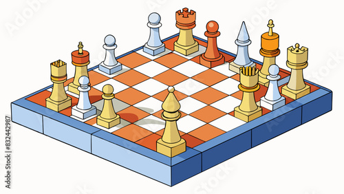 A program is like a game of chess with each piece representing a specific element or action within the program.. Cartoon Vector.