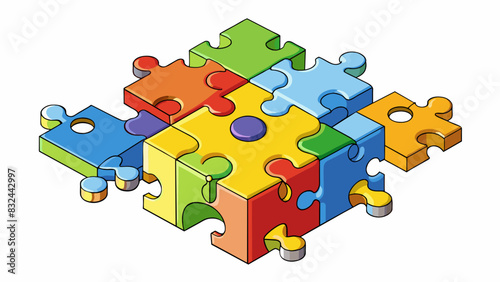 A puzzle made up of different shapes and pieces each representing a different perspective and input ultimately coming together to form a complete and. Cartoon Vector.