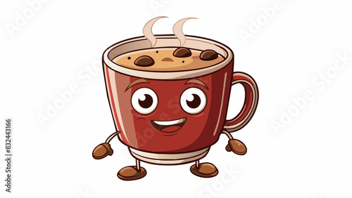 A regular cup of coffee This popular beverage is made by pouring hot water over ground coffee beans. It can be served in a mug or togo cup and may be. Cartoon Vector.