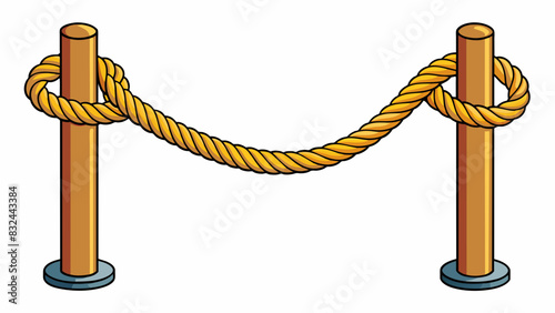 A rope stretched between two poles with its fibers straining against each other to keep the rope taut and secure.. Cartoon Vector.