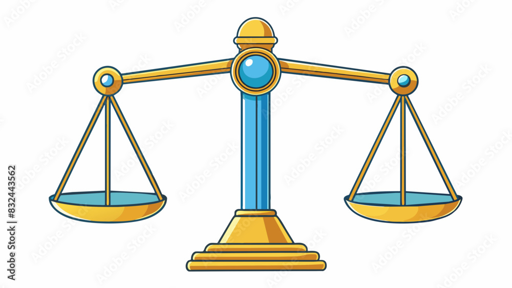 A scale with equal weights on each side rests perfectly even demonstrating balance in measurement.. Cartoon Vector. A scale with equal weights on each side rests perfectly even demonstrating balance in measurement.. Cartoon Vector.