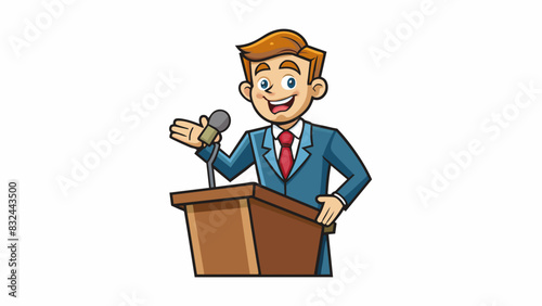 A salespersons wellrehed speech and confident body language coupled with the products highquality materials and durability acts as a convincing tool. Cartoon Vector.