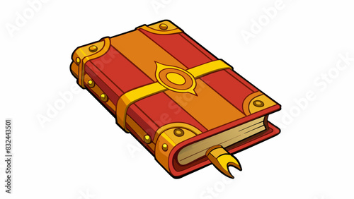 A sacred text bound in leather and adorned with golden calligraphy representing the timeless wisdom and teachings of a particular religion.. Cartoon Vector.