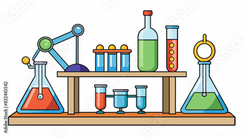 A science lab filled with test tubes beakers and microscopes providing students with handson experience in conducting experiments.. Cartoon Vector.
