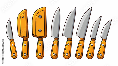 A sharp kitchen knife set with ergonomic handles and ultrasharp blades including a variety of sizes for different tasks.. Cartoon Vector.