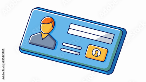 A shiny plastic keycard with a recognizable company logo entitles an employee to access restricted areas and confidential information.. Cartoon Vector.