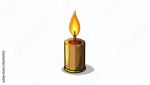 A single candle burning brightly in a dark room flickering with a steady flame as it provides light and warmth without needing to be connected to a. Cartoon Vector.