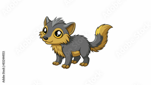 A small furry animal with sleek fur and a long graceful body. Its eyes are golden and it moves with a quiet stealthy grace.. Cartoon Vector.