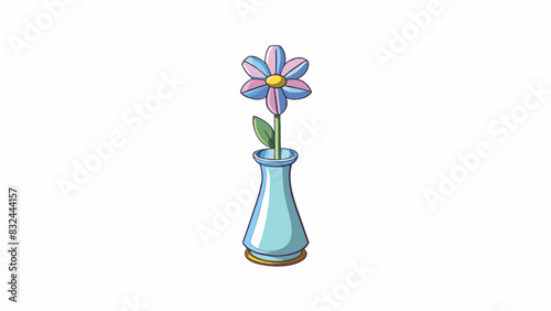 A small glass vase holds a single delicate flower its petals unfurling gracefully in the quiet stillness of the room.. Cartoon Vector.