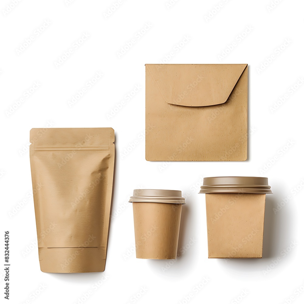 A blank brown paper bag isolated on white, perfect for packaging a gift or lunch A blank brown paper bag isolated on white, perfect for packaging a gift or lunch