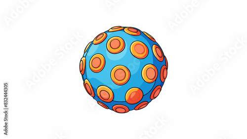 A small rubber or plastic ball with a bumpy texture and bright colors used for playing catch or as a stress reliever. It is lightweight and easily. Cartoon Vector.