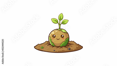 A small seed nestled in the damp soil surrounded by the protective arms of its parent plant. With the first rays of spring it began to sprout. Cartoon Vector.