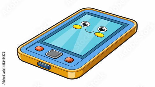 A smartphone is a small electronic device with a touchscreen display used for communication internet browsing and various other functions.. Cartoon Vector.