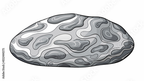 A smooth polished rock with intricate patterns of white and gray originated from a molten lava flow deep within the earths surface.. Cartoon Vector.