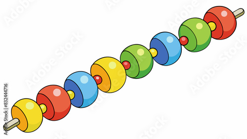 A string of colorful beads with each bead representing an amino acid and the sequence in which they are organized determining the overall structure. Cartoon Vector.