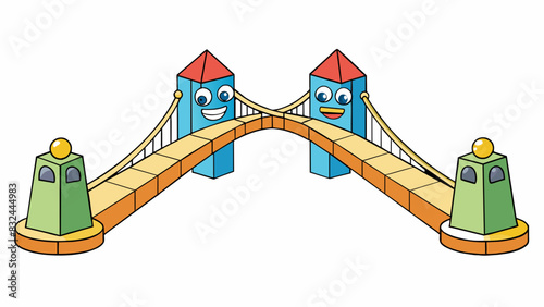 A sy bridge connecting two sides embodying a candidate who is a strong communicator and has the ability to bridge the gap between conflicting ideas. Cartoon Vector.