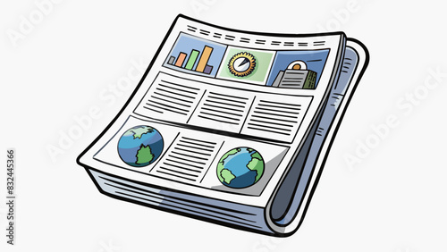 A thick weekly paper with a glossy cover and indepth investigative articles featuring a mix of local national and international news and opinion. Cartoon Vector.