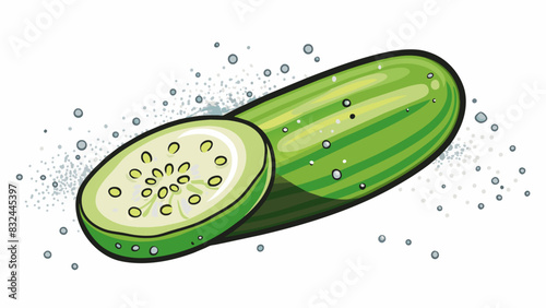 A third taste is crisp and refreshing like a cool cucumber sliced and sprinkled with sea salt. The crunch of the vegetable is highlighted by the salty. Cartoon Vector.