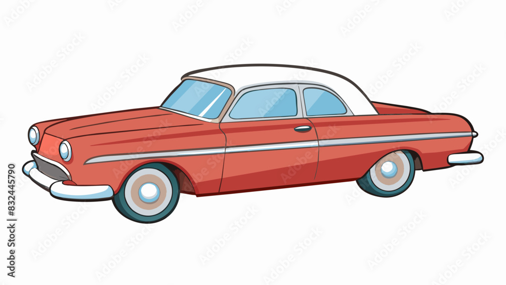 Fototapeta premium A vintage car with chrome details and a sleek aerodynamic shape capturing its classic and elegant appeal.. Cartoon Vector.