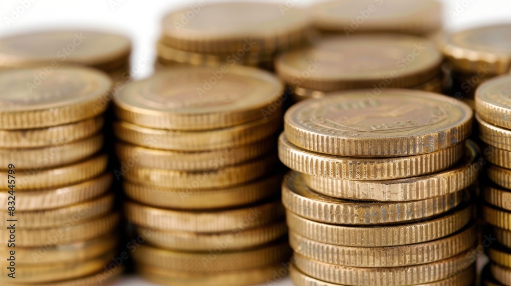 A collection of gold coins neatly stacked side by side, creating a pile of gleaming wealth. A collection of gold coins neatly stacked side by side, creating a pile of gleaming wealth.
