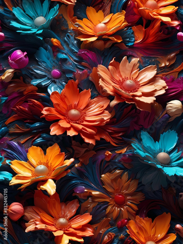 Abstract liquid watercolor 3d flower concept background © Александр Ковалёв