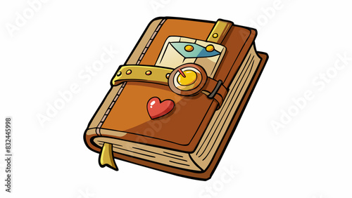 A wellworn leather journal filled with handwritten notes and memories symbolizing a promise to always keep the important moments and promises close to. Cartoon Vector.