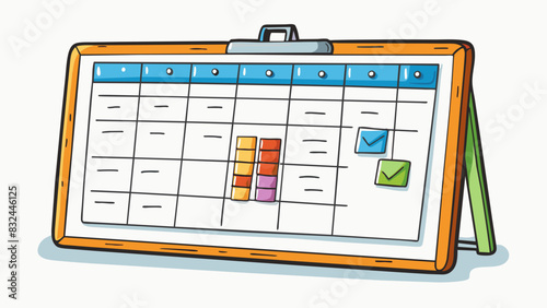 A white board covered in colorful dry erase markers with different tasks and deadlines written in neat handwriting serving as a visual reminder to. Cartoon Vector.